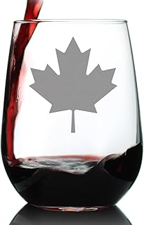 Bevvee Canada Maple Leaf Stemless Wine Glass - Canadian Flag Gifts and Decor for Women and Men - Large 17 Oz Glasses