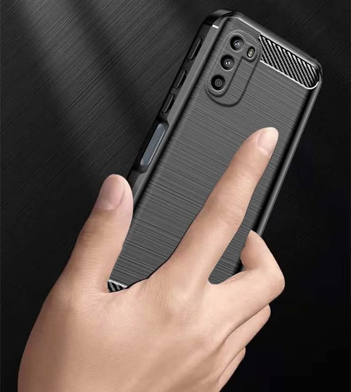 Image of NPRC Hybrid Ultra Slim Protective Case TPU Non-Slip Carbon Fiber Texture Shockproof Case Cover for Moto G82 - Black