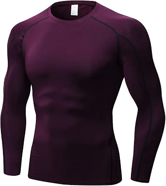 TOPTIE Men's Long Sleeve Fitted Compression Shirt, Cool Dry Base Layer for Men