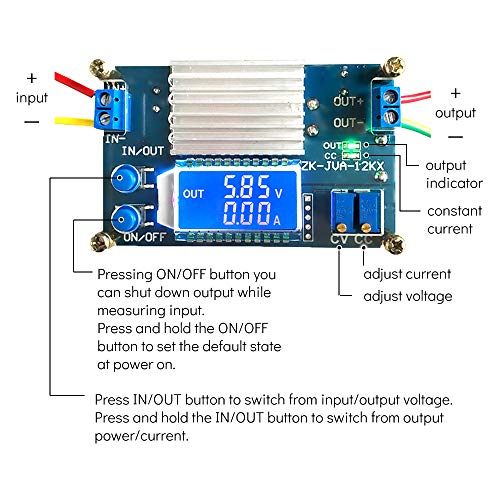 ICStation DC-DC Adjustable Buck Converter 5.3V-32V to 1.2V-32V 12A Voltage Regulator Step Down Module LCD Digital Voltmeter Ammeter with Shell