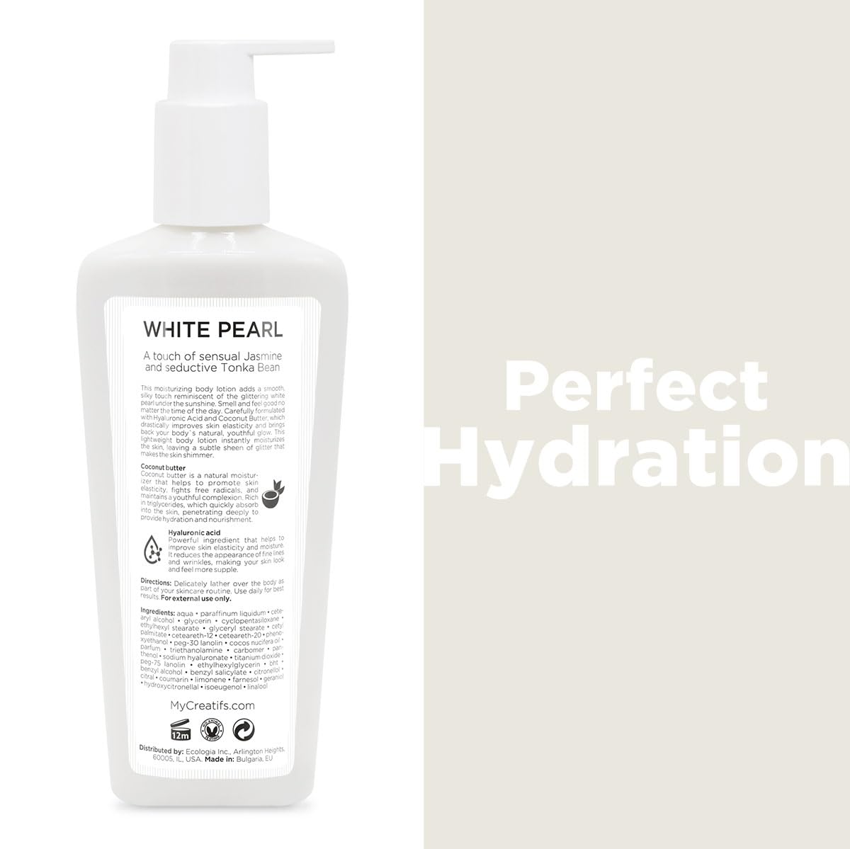 White Pearl Moisturizing Body Lotion with Coconut Butter and Hyaluronic Acid, 8.5 fl. oz. - Image 2