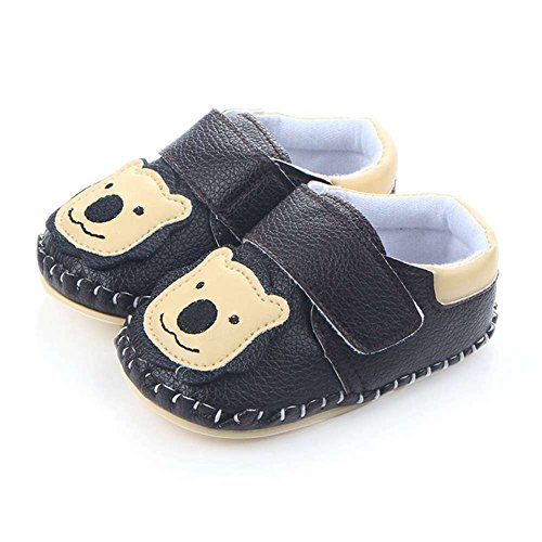 LIDIANO Baby Non Slip Rubber Sole Cartoon First Walking Slippers Crib Shoes Newborn Infant Toddler Training Shoes (0-6 Months, Black Lion)