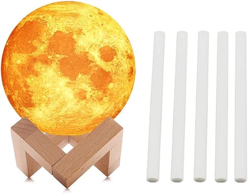 TTPP Humidificador de 29.8 fl oz 3D lámpara de luna humidificador con LED 3 colores luz nocturna USB aromaterapia difusor para dormitorio, oficina,