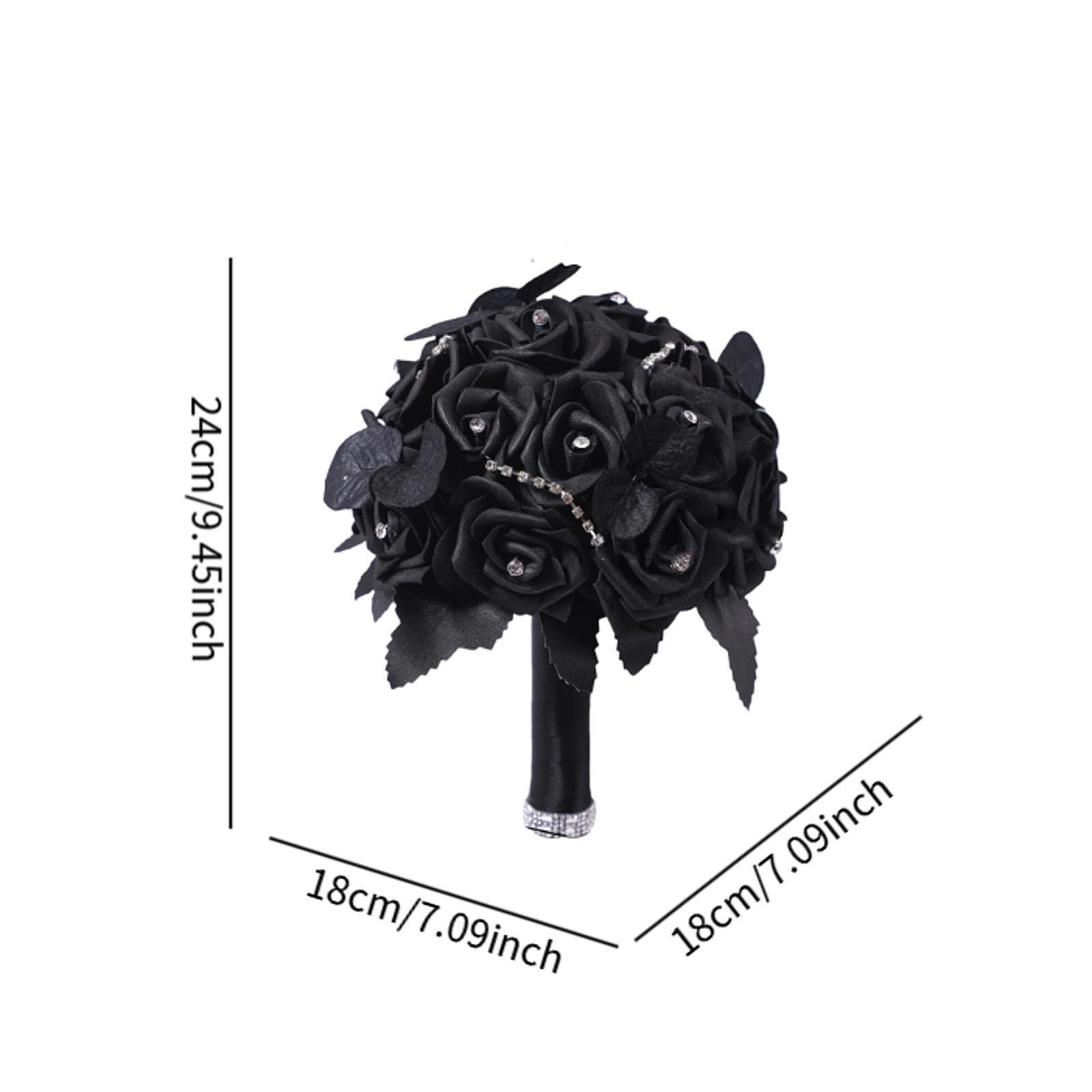 Tinsow 5 Peonie Artificiali Nere – Fiori Finti In Seta Per Decorazioni Halloween – Steli Da 30 Cm – Bouquet Fai Da Te - 2