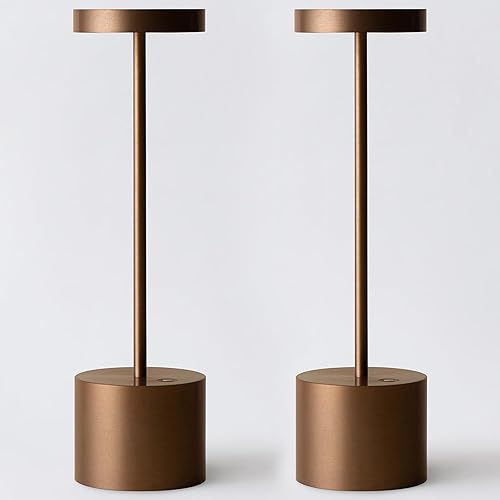 enjeda Paquete de 2 lámparas de mesa LED inalámbricas de 125 pulgadas recargables lámparas de escritorio con pilas luz portátil USB de metal para