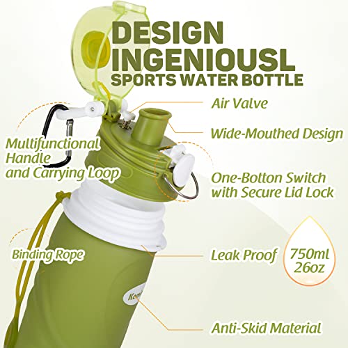 Kemier Bottiglia d'Acqua di Silicone Pieghevole