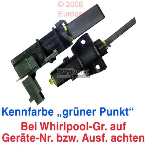Kohlen 13,5x4,9x34mm mit 4,8mm Anschlussfahne 4,8A für Waschgeräte wie z.B. Siemens AEG Bauknecht Bosch Constructa usw