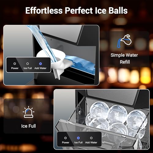 Image of 2'' Clear Ice Ball Maker Machine Countertop, 2pcs Ice Spheres in 40-60mins, Self-Cleaning, Clear Sphere Ice Maker for Whiskey, Bourbon & Cocktails
