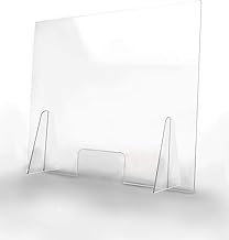 Écran de Protection pour Comptoir Magasins et Établissements 100x80cm - PET Polycarbonate Transparent de 3mm -ULTRA RÉSISTANT et STABLE - Séparateur pour Écoles et Supermarchés