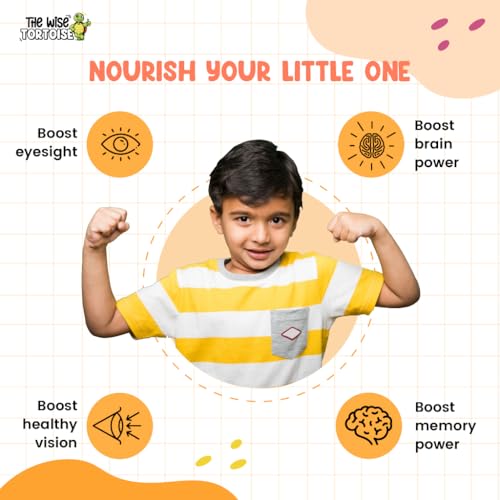 Image of Visionary Eye & Brain Health Gummies for Kids (5-15 Yrs) | DHA + Lutein + Zeaxanthin for Daily Focus, Vision & Memory | 30 Gummies | Natural Olympic Orange Flavour | The Wise Tortoise