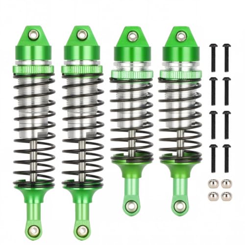 4pcs Oil All Metal Shocks RC Shock Absorber Damper Set for Traxxas Rustler 4X4 VXL Slash 2WD 4x4 Hoss Stampede Bandit Nitro Shock Absorber Damper Set 1/10 Upgrades Parts Replace of 5862 (Green)