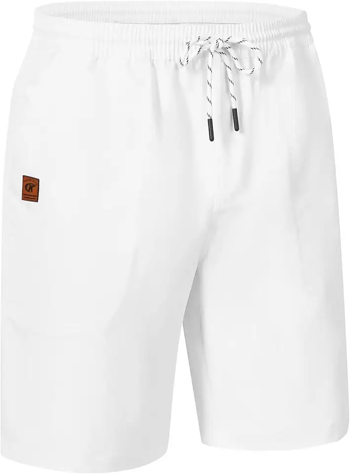 QPNGRP Men's Stretch Waist Casual Shorts with 5 Pockets Include 1 Zipper Pocket