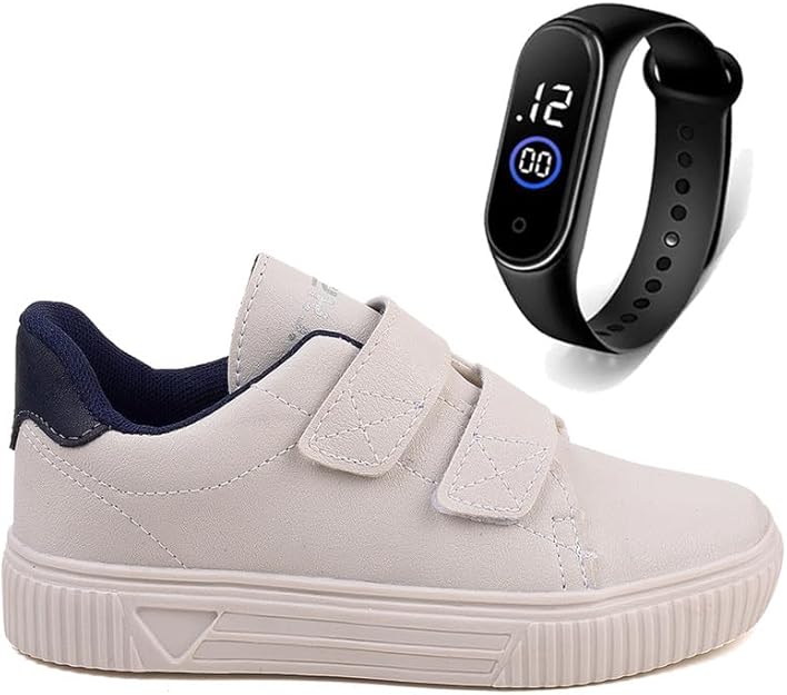 Sapatenis Infantil Sapatilha Calce Facil Casual Social LIGHT + Relogio