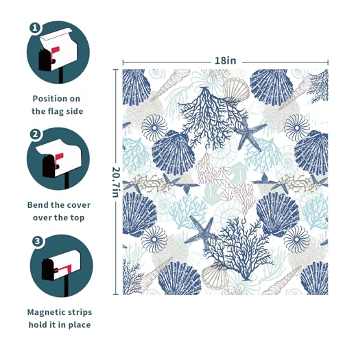 Image of Summer Mailbox Covers Magnetic Standard Size 25.5 X 21 Inch Beach Mailbox Cover Starfishs Seashells Ocean Sea Mailbox Wraps Post Letter Box Cover Decoration Outdoor Garden Home Yard Outside
