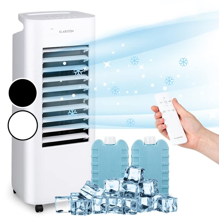 Klarstein Luftkühler mit Wasserkühlung, Leiser 4-in-1 Verdunstungskühler, Luftbefeuchter, Ventilator & Nachtmodus, Mobile Klimageräte Luftkühler,...