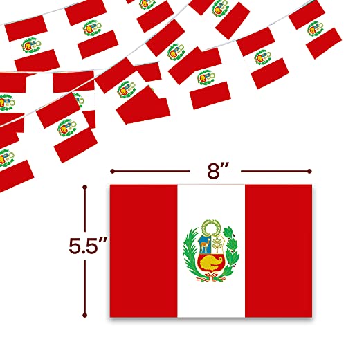 Image of Anley Peru String Flag Pennant Flags, Patriotic Events 28th of July Peruvian Independence Day Decoration Sports Bars - 33 Feet 38 Flags