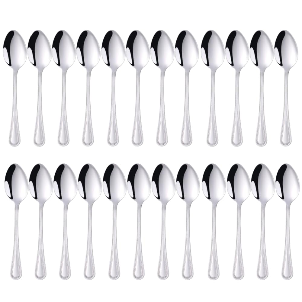 TEAHAHA Stainless Steel Teaspoons, Set of 24, 5.7in Mini Coffee Spoons for Kitchen Office or Restaurant Afternoon Tea，Cakes, Pastries, Espresso (Silver)