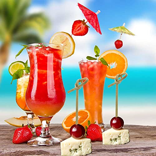 344 Pcs Set - 144 Drink Umbrellas And 200 Bamboo Knot Picks 6" - Appetizer Skewers, Cocktail Umbrellas For Drinks, Toothpicks For Appetizers, Tiki Drink Umbrellas, Cocktail Picks #TOP3