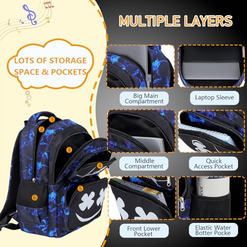 AUIVTY Boys Backpack Glow in the Dark School Bookbag with Lunch Box, Blue by AUIVTY - Used condition - Image 4