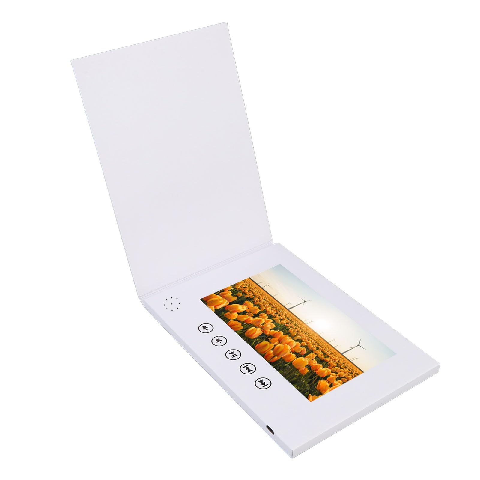 Sxhlseller Tarjeta de Felicitación con Vídeo de 7 Pulgadas, Folleto Digital LCD HD para Marketing |Reproductor Electrónico A5, Regalo Personalizado Recargable para el Negocio de Navidad