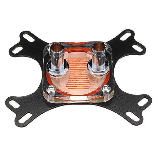 Ochoos 50mm Copper Base CPU Water Cooling Block Waterblock with 2 Pagodas for AM4