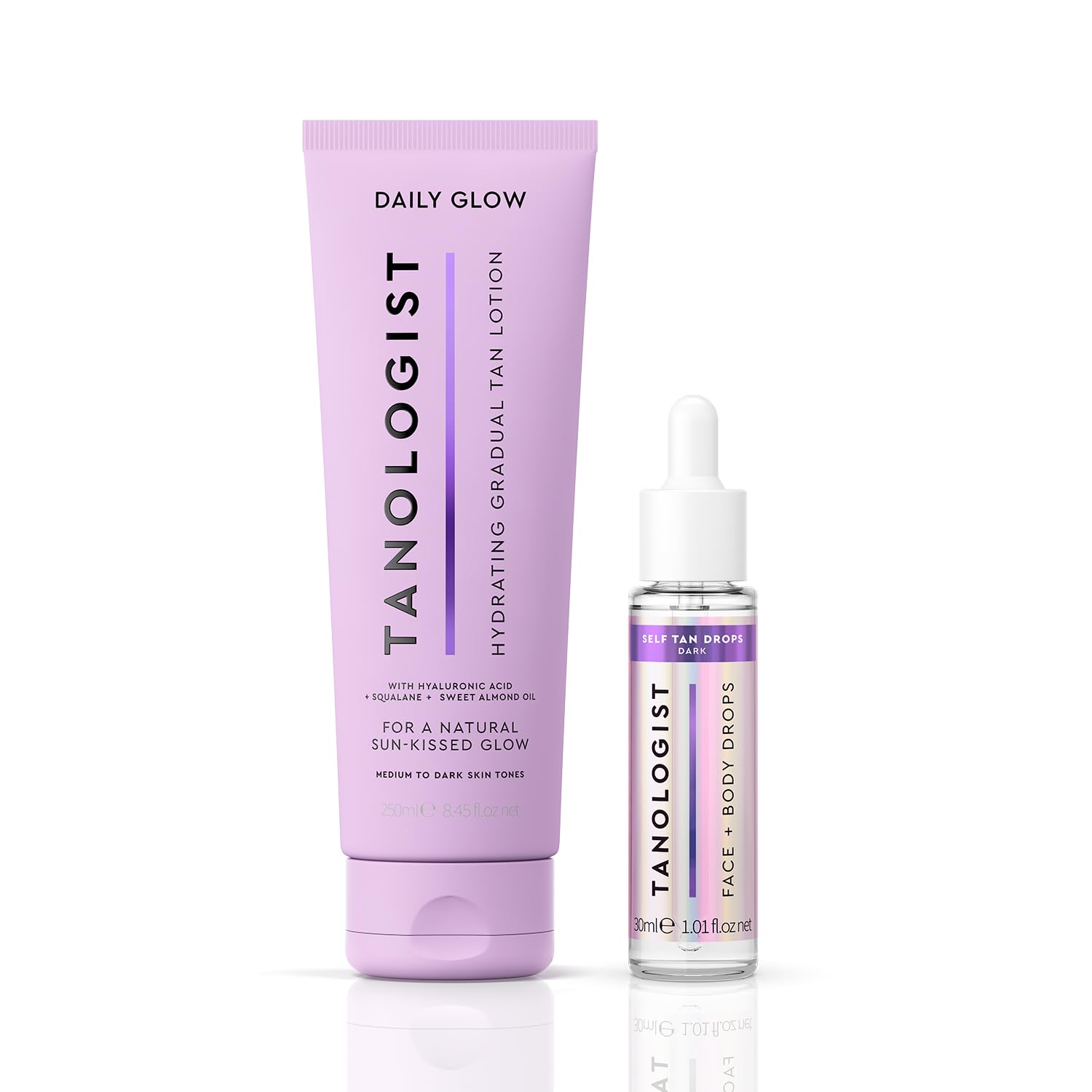 TanologistHydrating Daily Glow Gradual Self-Tanning Lotion, Medium/Dark (250ml) + Tanologist Self Tan Drops Dark (30 ml)