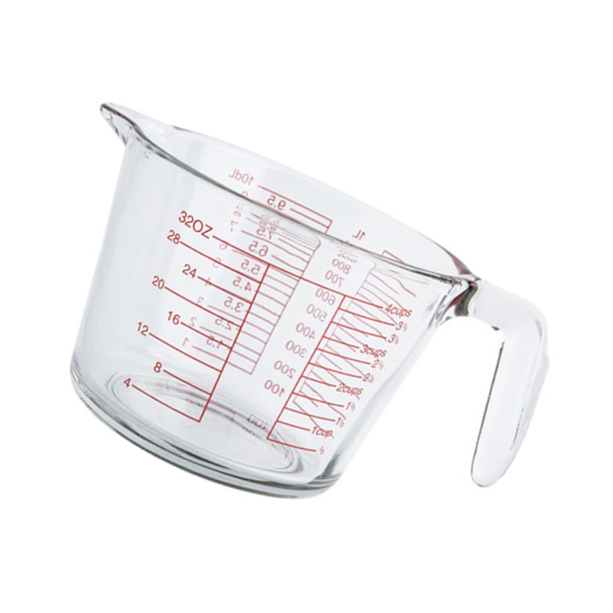 Glas Milchmessbecher 1000ml mit Skala für Küche und Backen | Klare Messskala, Hitzebeständiges Glas, Isolierter Griff, Leicht zu Reinigen für Sauce und Milch