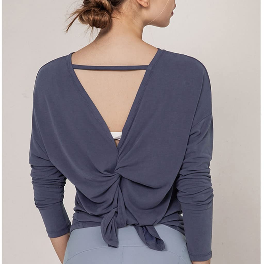 HSQMA Camicie da Yoga per Allenamento Atletico A Maniche Lunghe A Maniche Lunghe da Donna，Sciolta E Traspirante Rapida Asciugatura per Palestra Allenamento Yoga (Color : Blue/, Size : XL/)