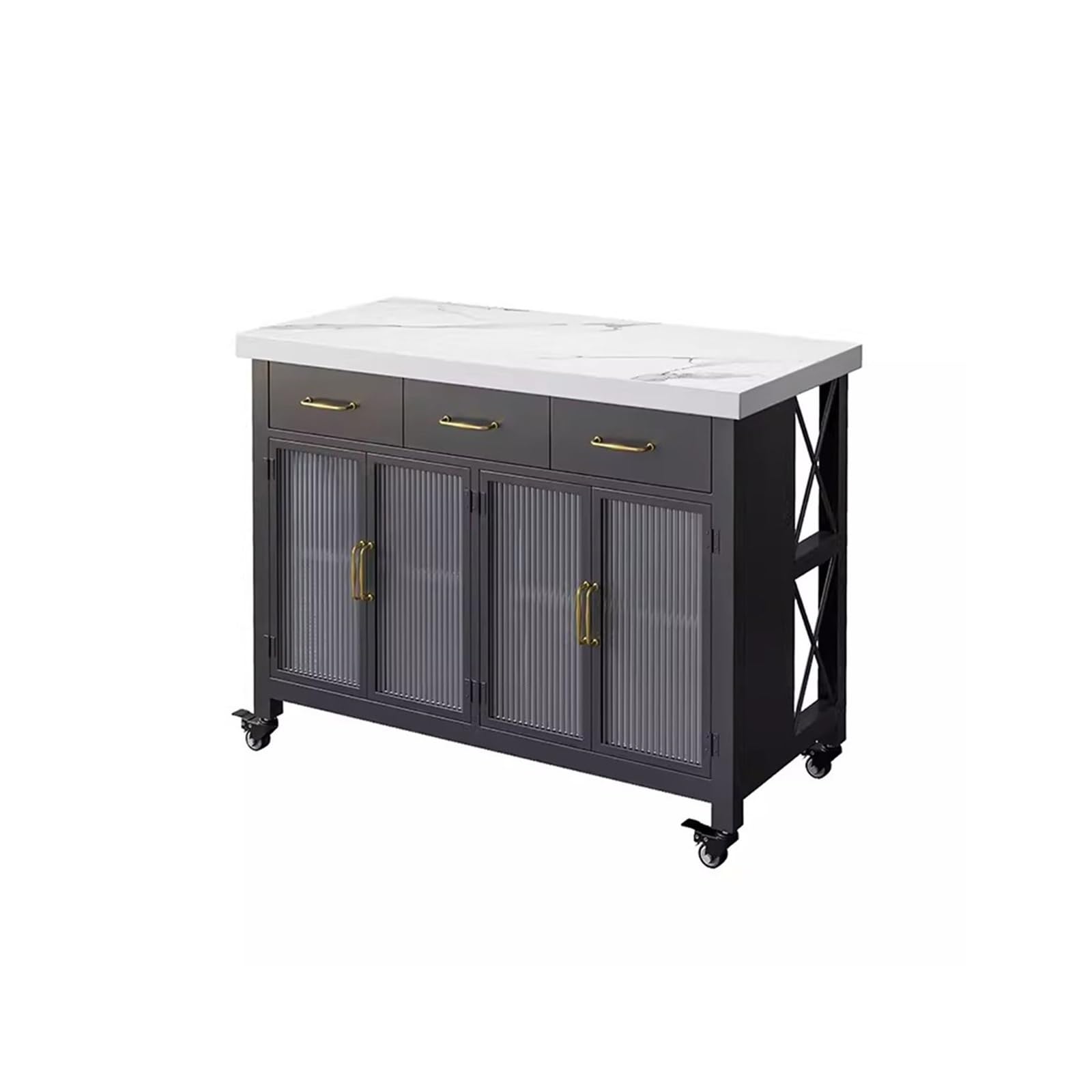 Fzl02068lm One Color Serving Trolleys Kitchen Open Sideboard Storage Tea And Water Cabinet Movable Island Counter Household Bar Table Organization