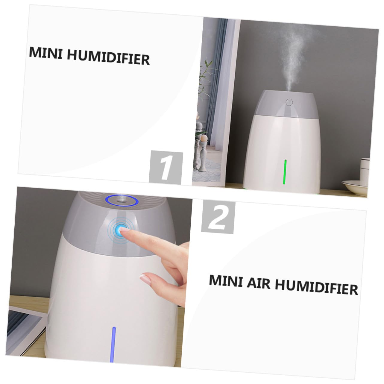Umidificatore Funzione Timer e Batteria 1800mah Grande Capacità 800ml in Abs Silenzioso e Portatile per Camera da Letto e Ufficio