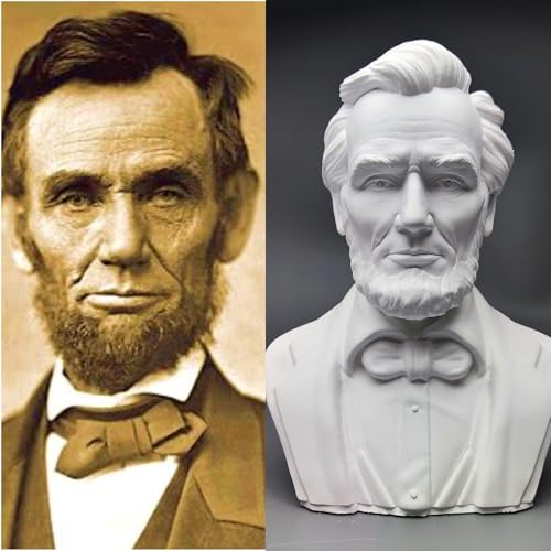 Estatua busto de Abraham Lincoln en yeso blanco 12 cm miniatura 4