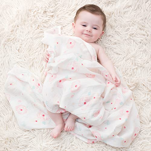 Image of aden + anais Essentials Muslin Swaddle Blankets for Baby Girls and Boys, Newborn Receiving Blanket for Swaddling, 100% Cotton Baby Swaddle Wrap, 4 Pack, Full Bloom