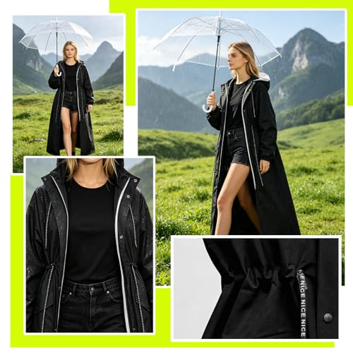 Image of PALAY Rain Ponchos for Men Women, Reusable PEVA Raincoats with Hood for Rain Ponchos for Camping, Hiking, Music Festival, Outdoor Activities