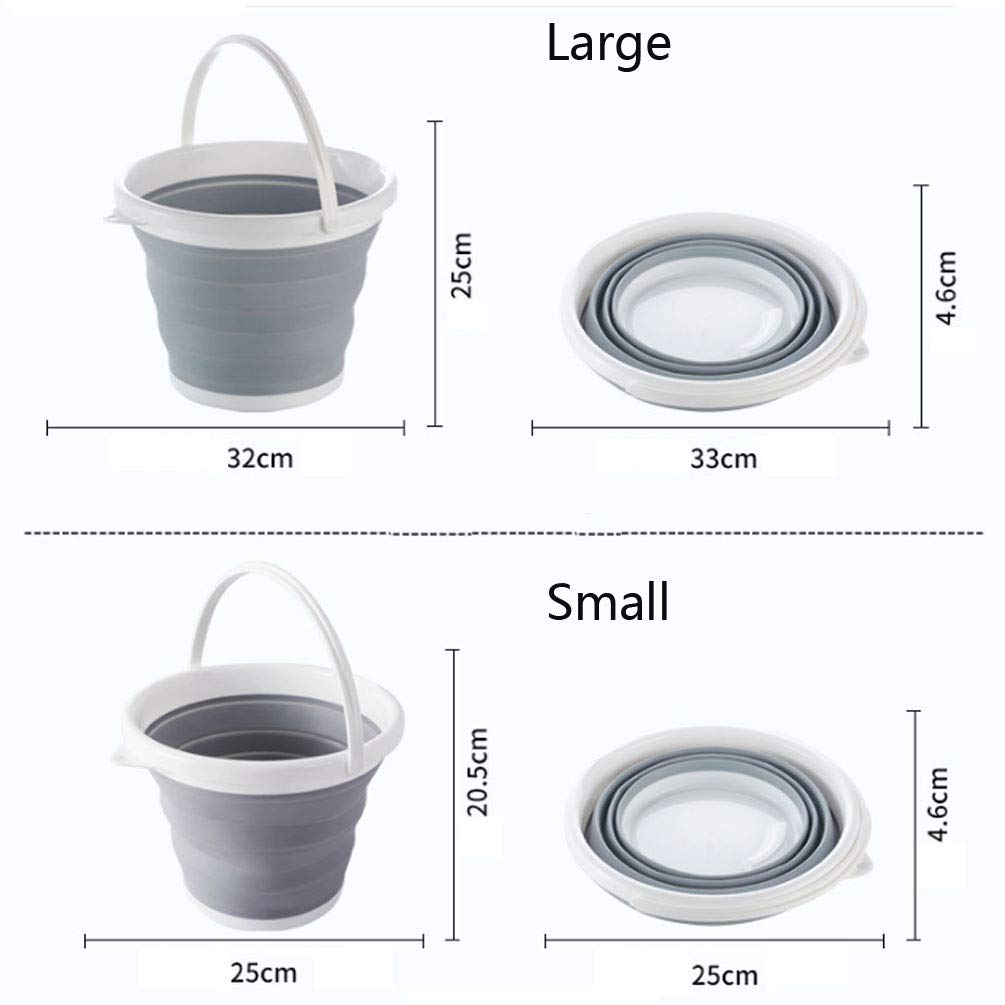 Portable Seau Pliable, 10L/5L Portatif & Retractable, Parfait pour Le Camping, Voyager, Pêche, Camping-Car, Nettoyage de la Maison Multifonction