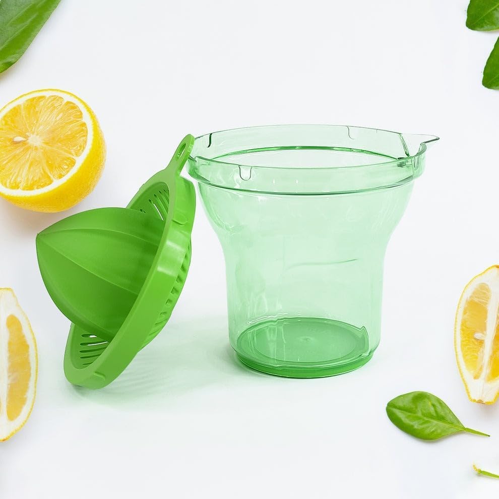 Image of Premium Manual Citrus Juicer with Strainer | Lemon Squeezer & Orange Juicer | Hand Press Juicer with Seed Separator & Juice Collector Bowl | Easy to Use Kitchen Tool (Green)