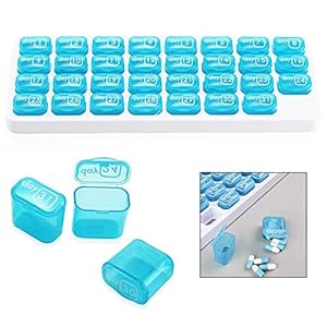 LHKJ Maandelijkse pillendoos, 31 dagen reismedicijnbox, uitneembare vakken