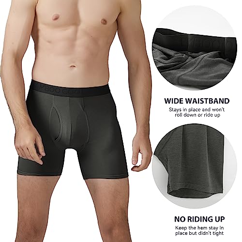 Image of BAMBOO COOL Men's Underwear Breathable Boxer Briefs with Fly Moisture-Wicking Lightweight Underwear 7-Pack