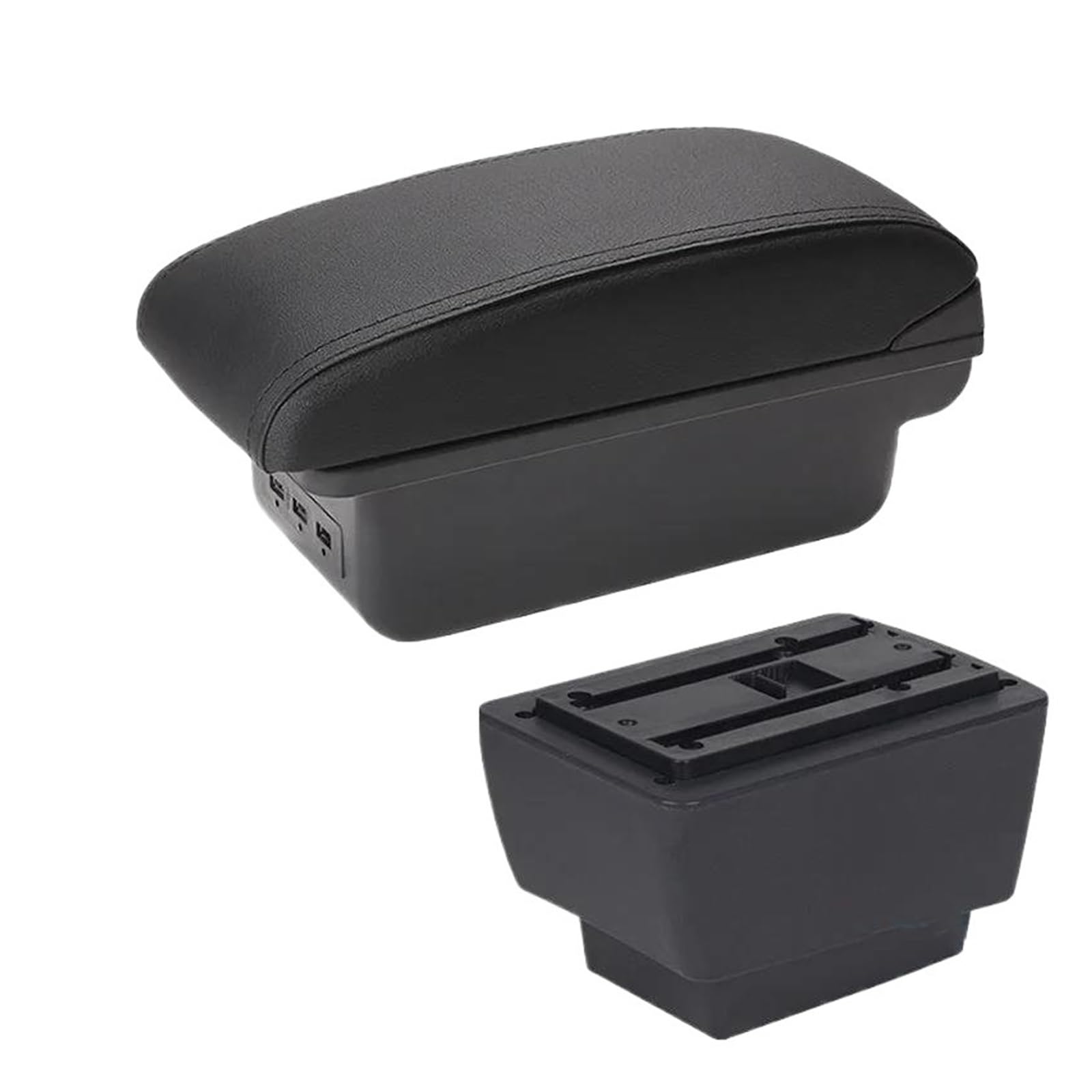 REOKIP For Skoda For Fabia 3 III 2015 2016 2017 2018 2019 2020 2021 Car Armrest Box Central Storage Box Car Arm Rest Box(Black line 3USB)