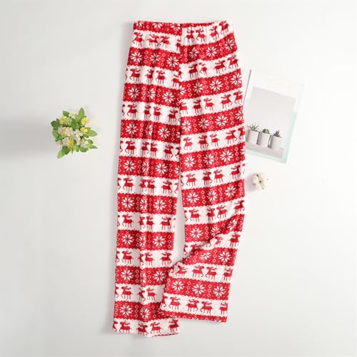 Christmas Pajama Pants Women Flannel Plush Santa Xmas Tree Sleep Pants - image 4