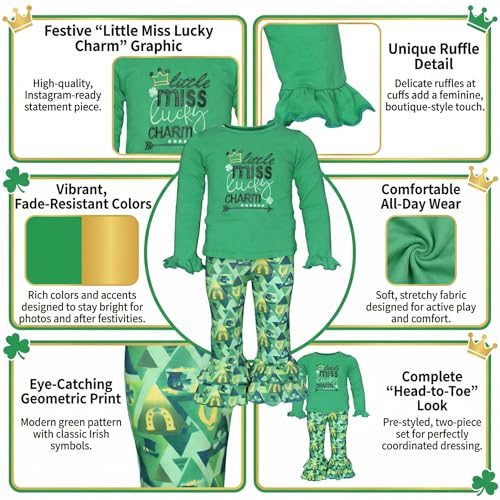 Image of Unique Baby 2 Piece Girls Double Ruffle Leggings and Long Sleeve Shirt Clothes Set Kid and Toddler Girl Outfit