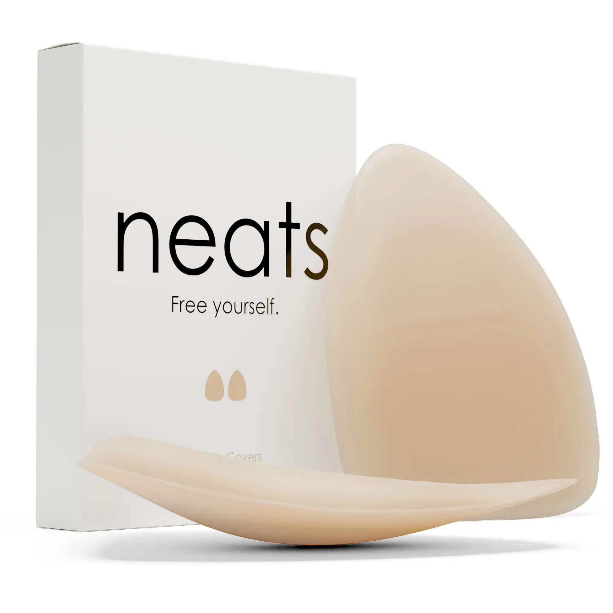 Neats Women's Caramel Triangle Nipple Covers For Reusable Hypoallergenic Adhesive Silicone Pasties, Seamless Invisible No-Show Breast Cover For Deep Necklines