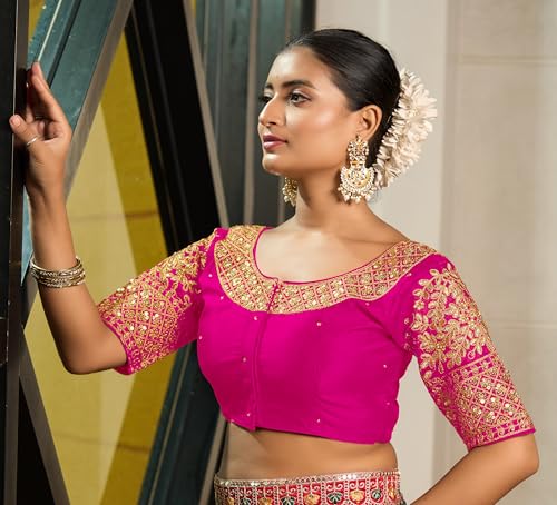 Image of Vihu Fashion Women Silk Half Sleeve Blouse