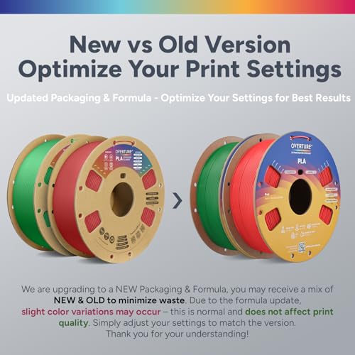Image of OVERTURE 2KG Bundle High Speed PLA Filament 1.75mm, Neatly Wound 3D Printer Filament 2 Pack 1kg Spool (2.2lbs) Rapid PLA, Fit Most FDM 3D Printers (Red+Green)