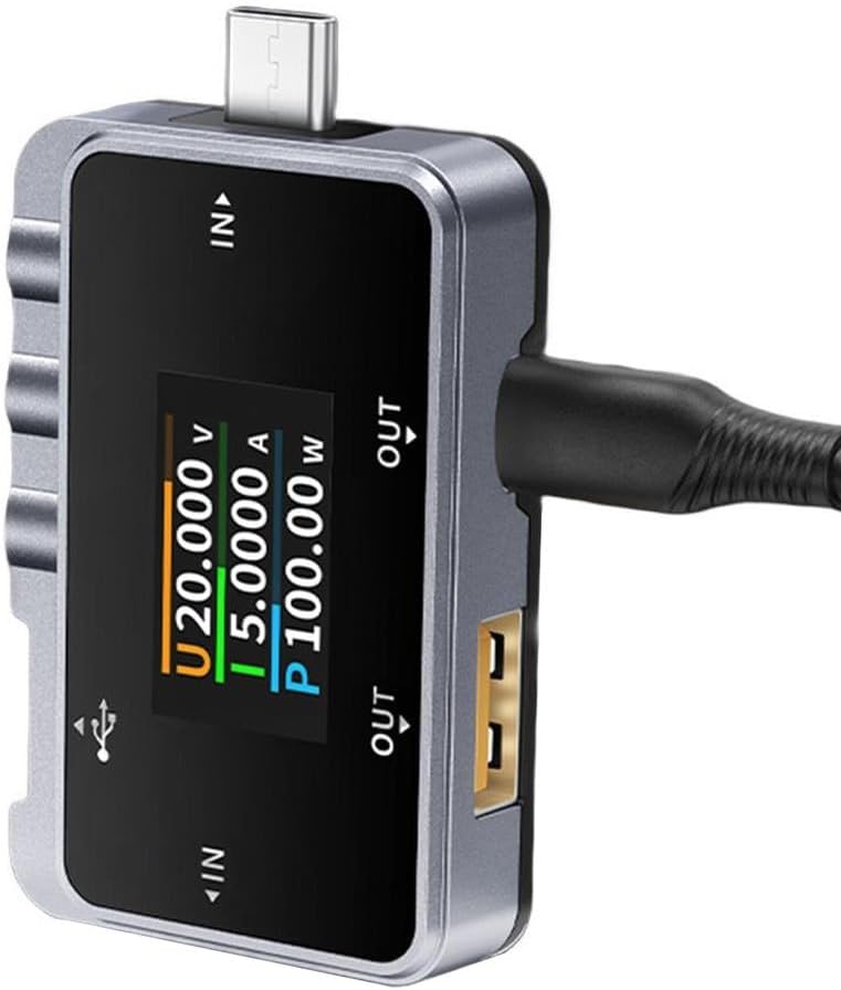 FNAC-28 4-24V 6.5A USB Tester Digital Voltmeter Amperemeter Voltage Current Power Tester Multimeter Viewing Angle TFT LCD Display USB-A And Type-C Male & Female Connectors