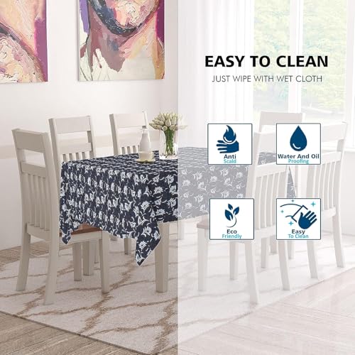 Image of Dakshya Industries PVC Waterproof Withoutlace Dining Table Cover (Size - 54X78 Inch) Rectangle 6 Seater Heat Rasistant Table Cloth (T13)
