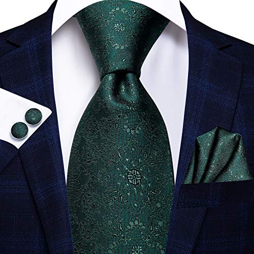 Image of Hi-Tie 3 Pcs Gift Box Mens Tie Set Necktie with Pocket Square Cufflinks Lapel Pin Silk Neck Tie Collection