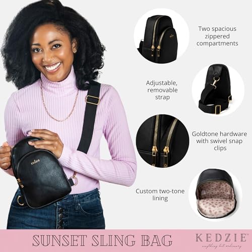 KEDZIE Sunset Sling Bag in Soft Vegan Leather Crossbody Bag Cell Phone Purse Fanny Bag Packs for Women2