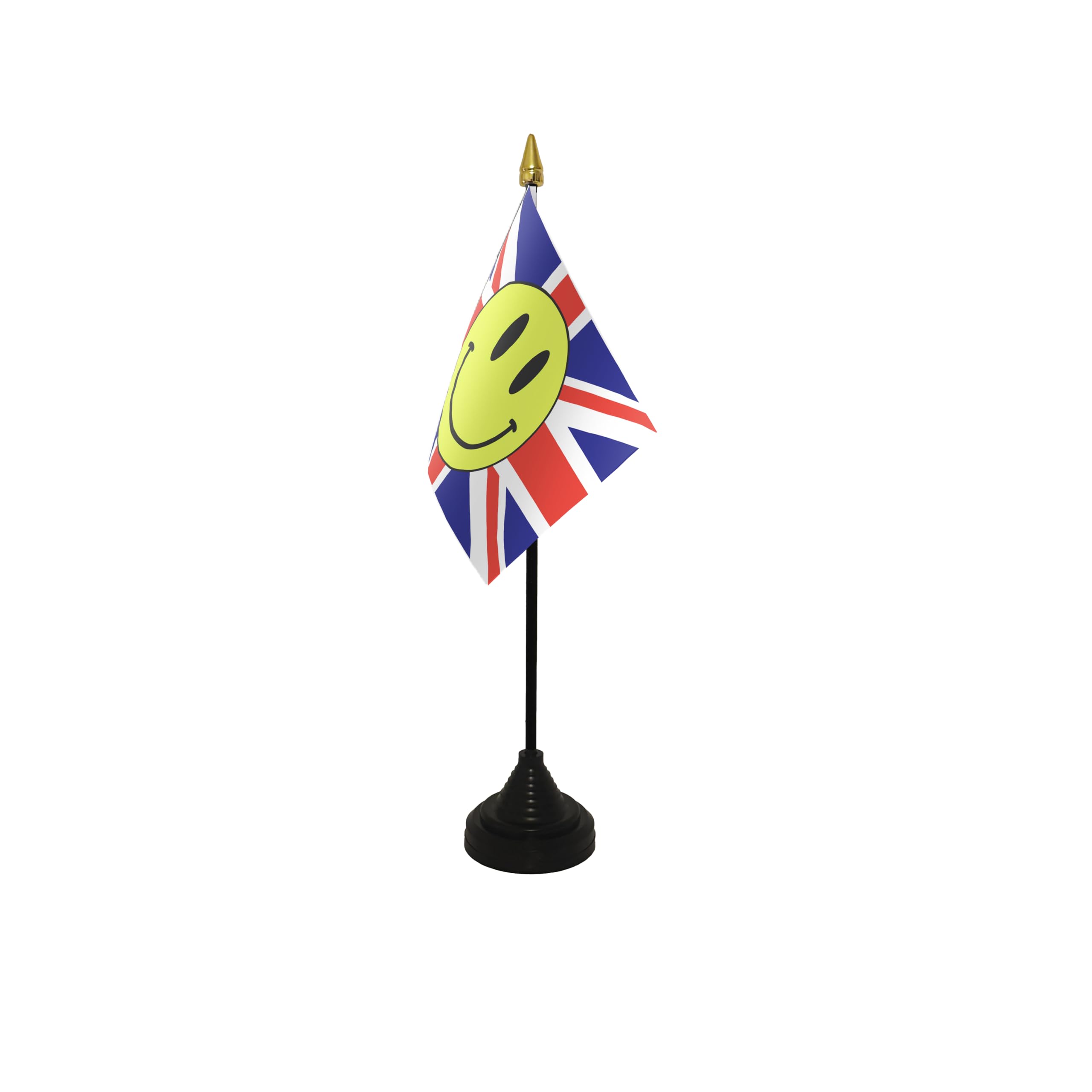 Flagtex Union Jack Smiley Face Small Table Flag With Black Base