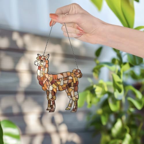 Image of Alpaca Acrylic Ornaments Suncatcher Women Men Gifts Christmas Decor