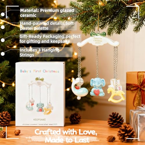 Décoration de premier Noël pour bébé 2024 en céramique pour sapin